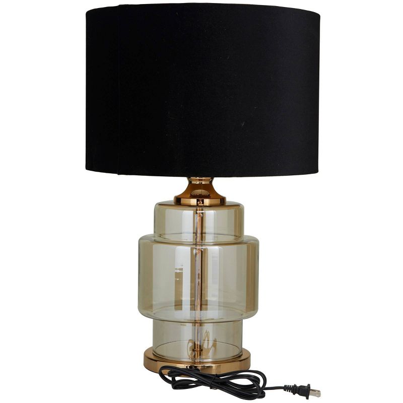 Glam Gold Transparent Glass Base Table Lamp with Drum Shade Black - Olivia &#38; May, 4 of 5