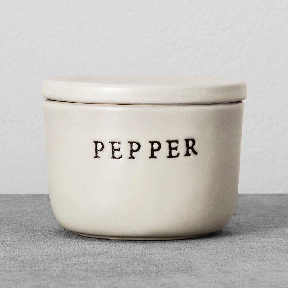 Photos - Glass Stoneware Pepper Cellar Matte Cream - Hearth & Hand™ with Magnolia