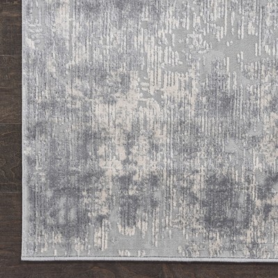 Ivory and Silver Abstract Rectangular Area Rug 7'10" x 10'6"