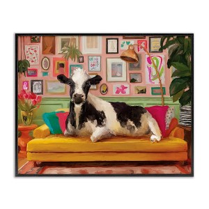 Stupell Industries Cow in Whimsical Maximalist House Black Framed Giclee Art - 1 of 4