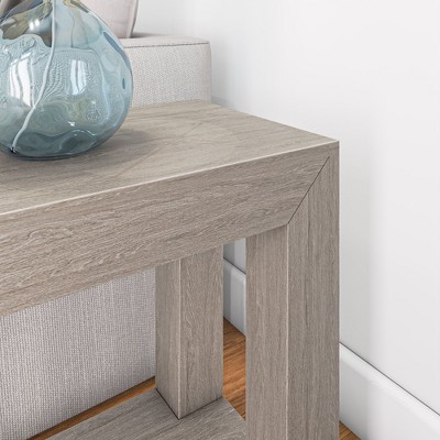 Solid Pine Wood Rectangular Side Table with Shelf, 25"