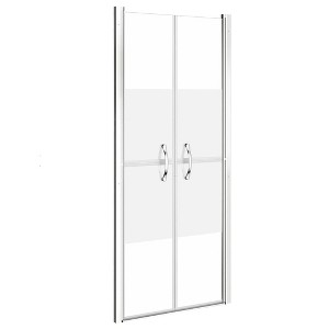 vidaXL Shower Door with Half Frosted ESG Glass - Modern Design with Wide Walk-in Opening, Adjustable Width - 1 of 4