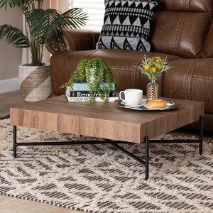 Baxton Studio Savion Modern Industrial Walnut Brown Finished Wood and Black Metal Coffee Table - 1 of 4