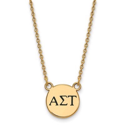 Black Bow Jewelry 14k Yellow Gold Plated Sterling Silver Alpha Sigma Tau Greek Life Necklace 18 Inch