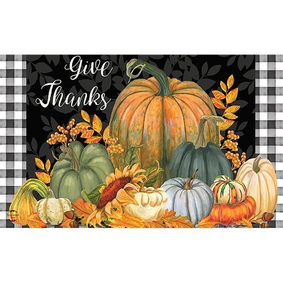 Juvale Thanksgiving Welcome Mat for Front Door, Outdoor Fall Rug for Porch, Give Thanks, 30x17 in