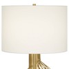Possini Euro Design Cyclone 30" Tall Large Modern Glam Luxury End Table Lamp Gold Finish Metal Marble Single White Shade Living Room Bedroom Bedside - 3 of 4