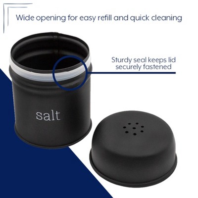 Black Enamel Modern Farmhouse Salt and Pepper Shaker Set