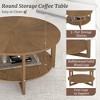 Arceso Round Coffee Table, 35" Rustic Modern Circle Coffee Tables with 2-Tier Storage Shelf, Wood Coffee Table for Living Room, Dark Walnut - 4 of 4