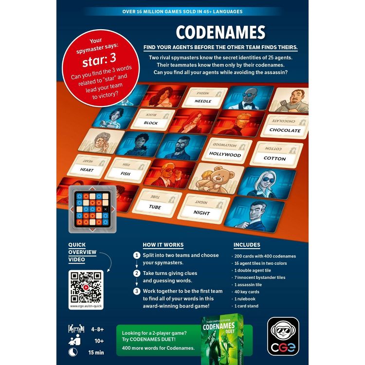 Czech Games Edition Codenames Game: Social Skills, 4+ Players Party Board, Card Holder, 15-Minute Play, 5 of 6