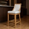 HomeRoots 31" Beige and Natural Fabric and Solid Wood Bar Height Swivel Bar Chair - 2 of 4