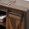 Okak Barn Door Style Buffet Cabinet with Storage for Living Room 34.5" Farmhouse Kitchen Sideboard Cabinet with Adjustable Shelf - 3 of 4