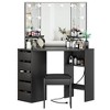 Adult Dressing Table, Wooden Makeup Vanity Desk, Corner Dressing Table with Mirror, Light, Drawers, Shelves, for Bedroom, Living Room - 4 of 4
