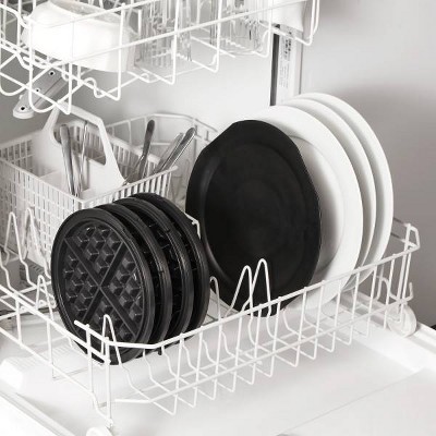 Black Rotating Double Belgian Waffle Maker with Nonstick Plates