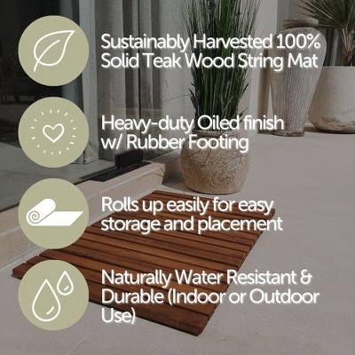 Nordic Teak 23.62" x 15.75" Shower and Bath Mat with Rubber Feet