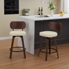 INFURNIC Counter and Bar Stools Swivel Upholstered Faux Leather Barstools with Bentwood Back for Kitchen, Beige, 22.04"*16.93"*35.43" - 3 of 4