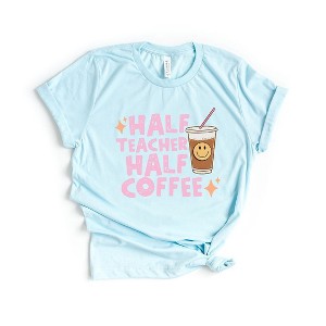 Simply Sage Market Women's Half Teacher Half Coffee Short Sleeve Graphic Tee - 1 of 4