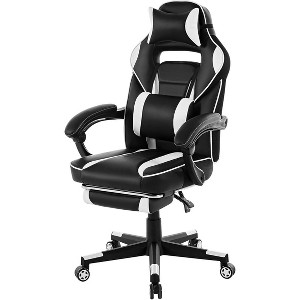 Coucheta Gaming Chair with Massage Lumbar Support Collection - Height Adjustable Footrest, Swivel Seat & Headrest, Multiple Color Options - 1 of 4