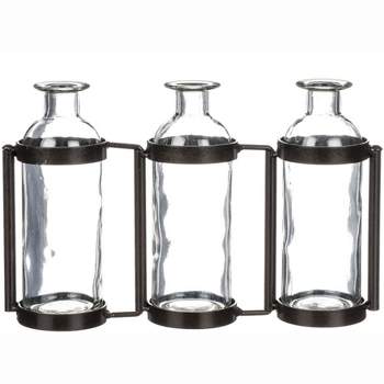 Sullivans Three Bottle Vase 6.5"H Clear