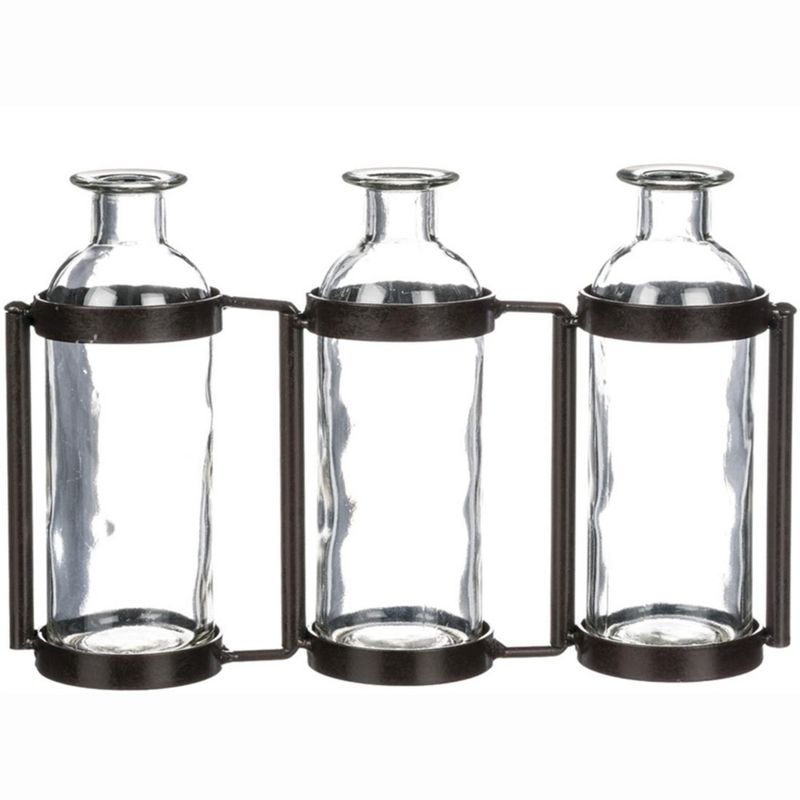 Sullivans Three Bottle Vase 6.5"H Clear, 1 of 3