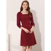 Allegra K Women's Square Neck Ruffle Trim Sheer 3/4 Sleeve Chiffon Mini Dress - 2 of 4
