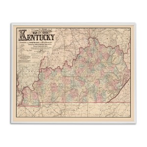 Stupell Industries Historic Kentucky Southern US State Map Vintage Cartography Black Framed Giclee Art - 1 of 4