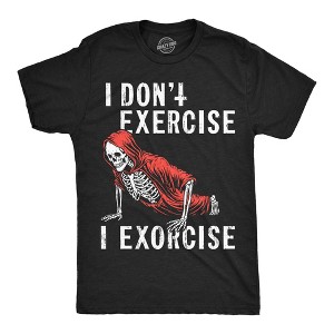 Mens Funny T Shirts I Dont Exercise I Exorcise Sarcastic Demon Graphic Novelty Tee for Men - Crazy Dog Men's T Shirt For Exercise - 1 of 4