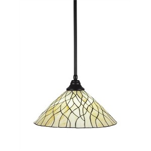 Toltec Lighting Any 1 - Light Pendant in  Matte Black with 16" Sandhill Art Glass Shade - 1 of 1