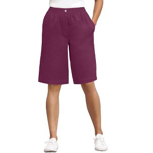 Woman Within Plus Size 7-Day Elastic-Waist Cotton Denim Short - 1 of 4