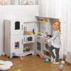 Kids Play Kitchen Set | Toddler Corner Playset with Faucet, Microwave & 5 Cookwares | Storage Cabinets for Boys & Girls Ages 3+ - 2 of 4