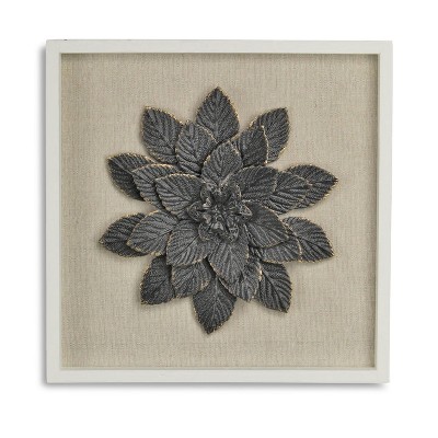 Cheung's Vita Framed Elegant Black Flower on Brown Frame