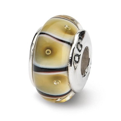 Black Bow Jewelry Yellow Striped Glass Sterling Silver Bead Charm