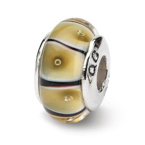 Black Bow Jewelry Yellow Striped Glass Sterling Silver Bead Charm - 1 of 3