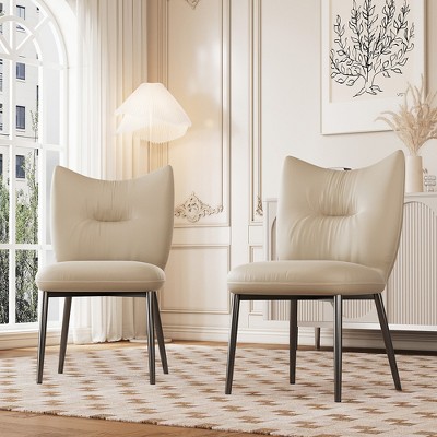 Gaoyangjiaju 19.29"W x 32.67"H Microfiber Leather Dining Chair with Metal Legs Ideal for Dining Rooms, Kitchens More