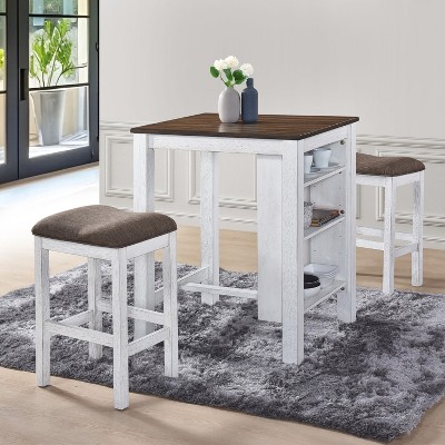 VYNXARIA 5pcs Table Set Round Dining Table Solid Wood Modern Farmhouse Rustic Look Distressed Look