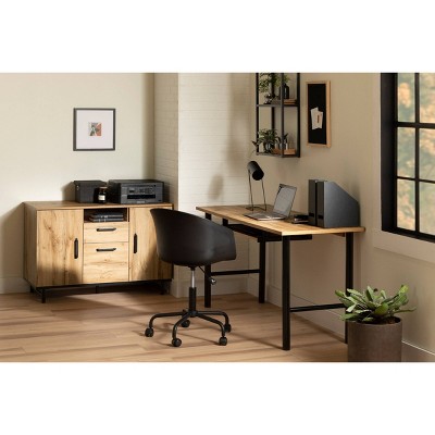 Nordik Oak Brown Desk with Keyboard Tray and Metal Legs