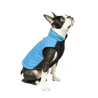 Gooby Wind Parka, Fleece Lined Small Dog Jacket Coat Sweater with Water Resistant Shell and Leash Ring, Blue, Small