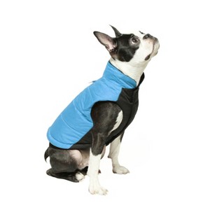 Gooby Wind Parka, Fleece Lined Small Dog Jacket Coat Sweater with Water Resistant Shell and Leash Ring, Blue, Small - 1 of 1