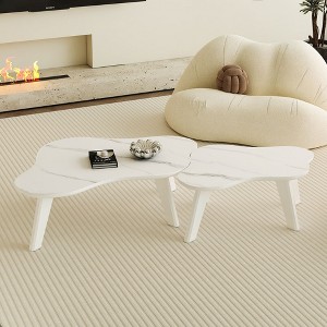 NicBex Cream White Coffee Table with Cloud Shape,Funky Minimalist Tea Table,Center Table for Living Room - 1 of 4
