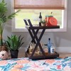 Dafred Rustic Farmhouse 4-Caster Bar Cart Dark Umber Wood and Dark Gunmetal - Powell: Indoor Serving Cart with Fixed Shelves - 2 of 4