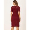 INSPIRE CHIC Women's Cocktail Party Elegant Floral Lace Crew Neck Sheath Dresses - 4 of 4