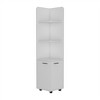 Bathroom Floor Storage Cabinet, Tall Bathroom Storage Unit with 2-Door Base Cabinet, 3 Tier Open Shelves - 2 of 4