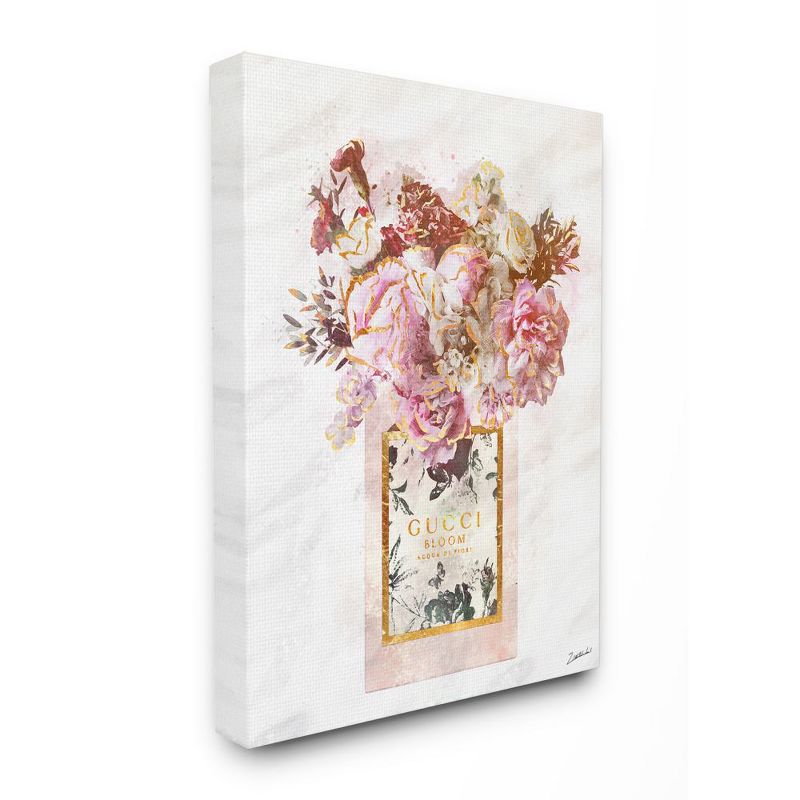 Stupell Industries Floral Bouquet Fashion Style Shopping Bag Pink White Gold, 1 of 7