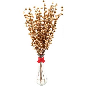 Floral Home 17" Gold Berry Spray with 35 Lifelike Berries - Christmas Décor - 12-Piece - 1 of 4