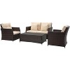 Parry 4 Piece Living Set - Indoor/Outdoor - PAT2514 - Brown/Beige - Safavieh - 2 of 4