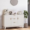 Fluted Sideboard Buffet Cabinet, 47.2in Large Accent Coffee Bar Cupboard Storage Cabinet with 3 Drawers 2 Doors for Kitchen Living Room Entryway - 3 of 4