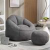 Angel Sar Armrest Gray Bean Bag Chairs for Adults with Ottoman, Memory Foam Bean Bag Chairs with Super Fiber - 2 of 4