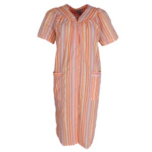 Elegant Emily Women's Snap Front Striped Duster Gown - 1 of 3