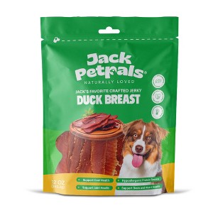 Jack PetPals Jack’s Favorite Crafted Jerky Duck Breast 12Oz (340.2g) Palatable Hypoallergenic High Protein Handcrafted Jerky Treats - 1 of 4