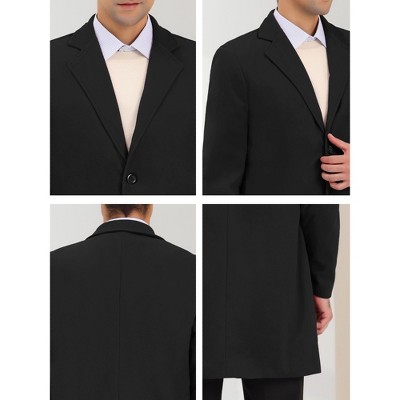 Lars Amadeus Men's Classic Solid Slim Fit Notch Lapel Single Breasted Overcoat X Large Black — фото 4