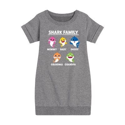 - Baby Shark - Types Of Sharks Graphic Short Sleeve Fleece Dress